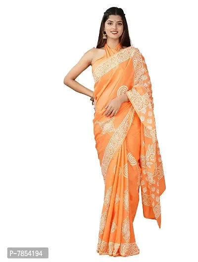 Radhika Handicrafts Women's Cotton Mulmul Hand Block Printed Saree With Blouse Piece_ SH-1013-thumb0