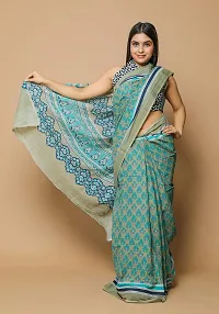 Radhika Handicrafts Women's Cotton Mulmul Hand Block Printed Saree With Blouse Piece_ SH-1044-thumb2