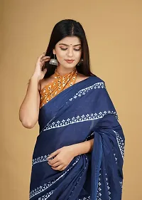 Radhika Handicrafts Women's Mulmul Cotton Hand Block Printed Saree With Blouse Piece_ RH-0959-thumb1