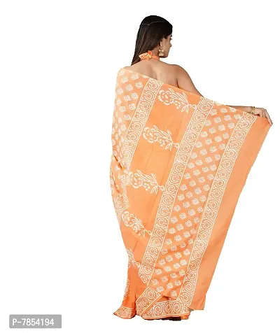 Radhika Handicrafts Women's Cotton Mulmul Hand Block Printed Saree With Blouse Piece_ SH-1013-thumb3