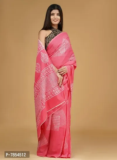 Radhika Handicrafts Women's Mulmul Cotton Hand Block Printed Saree With Blouse Piece_ RH-0967-thumb5