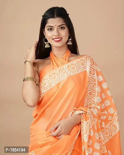 Radhika Handicrafts Women's Cotton Mulmul Hand Block Printed Saree With Blouse Piece_ SH-1013-thumb2