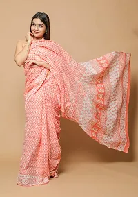 Radhika Handicrafts Women's Cotton Mulmul Hand Block Printed Saree With Blouse Piece_ SH-1033-thumb4