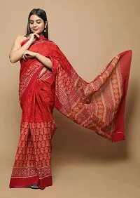 Radhika Handicrafts Women's Cotton Mulmul Hand Block Printed Saree With Blouse Piece_ SH-1050-thumb4