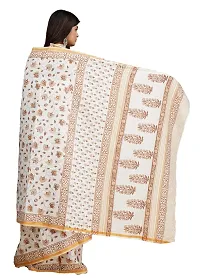 Radhika Handicrafts Women's Mulmul Cotton Hand Block Printed With Zari Border Saree With Blouse Piece_ RH-0989-thumb2