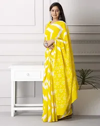 Radhika Handicrafts Women's Hand block Ikat Batik Sanganeri Jaipuri Printed Cotton Mulmul Fabric Saree With Blouse Piece_THB-009_Yellow-thumb3