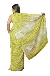 Radhika Handicrafts Women's Cotton Mulmul Hand Block Printed Saree With Blouse Piece_ SH-1034-thumb1