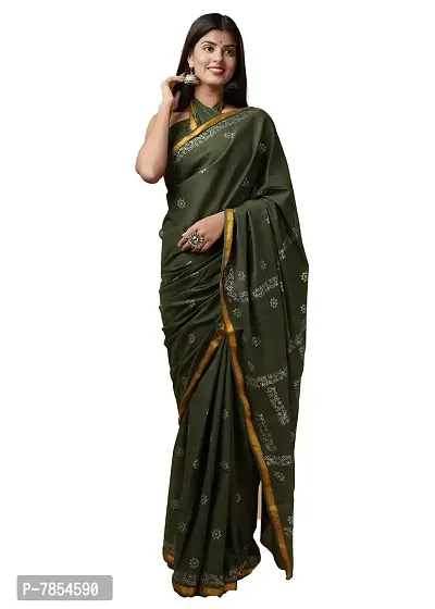 Women's Woven Cotton Saree With Blouse Piece (RH-0987_Multicolor)