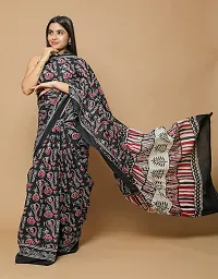 Radhika Handicrafts Women's Cotton Mulmul Hand Block Printed Saree With Blouse Piece_ SH-1043-thumb4