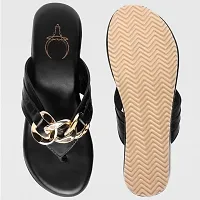 CHAIN-LINK DETAIL CUSHIONED PLATFORM SANDAL FOR WOMEN - BLACK-thumb3