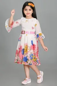 SK J.J DRESSES Girl's Chiffon Casual and Comfortable Midi/Knee Length Fit and Flare Dress for Kids-thumb3