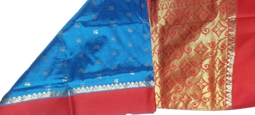 Teal Blue And Red Weaving Designer Saree