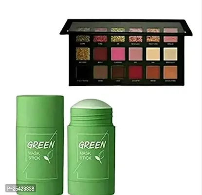 Professional Makeup Combo Of 18 Color Nrose Gold Eyeshadow Palette And Green Tea Purifying Clay Stick Mask Set Of 2-thumb0