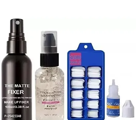 Makeup Kit Combo 1 Fixer Spray For Face Makeup 1 Primer For All Skin Type 1 Nails  Glue Bottle Women  Girls
