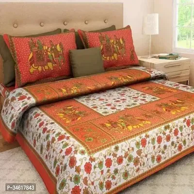 200 TC Cotton Double Printed Flat Bedsheet Pack of 1-thumb0