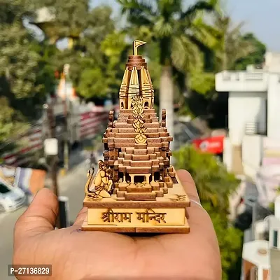 Ram Mandir Ayodhya Model 3D Replica Handcrafted Wooden Traditional Showpiece-thumb0