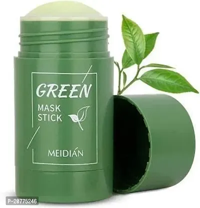 Green Tea Purifying Clay Stick Mask Oil Control Anti-Acne Solid Fine, Portable Cleansing Mask Mud Apply Mask, Green Tea Facial Detox Mud Mask (Green Tea)-thumb0