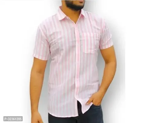 Reliable Pink Cotton Short Sleeves Casual Shirt For Men-thumb0