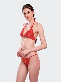 Comfortable Red Lace Combo Bra And Panty For Women-thumb1