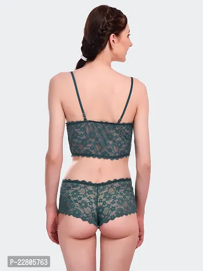 Comfortable Green Lace Combo Bra And Panty For Women-thumb4