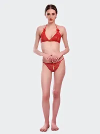 Comfortable Red Lace Combo Bra And Panty For Women-thumb2