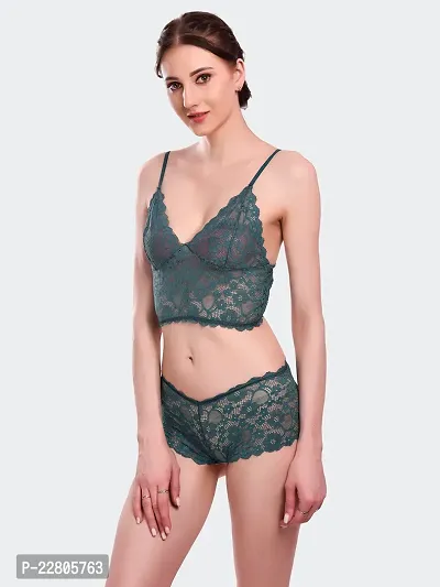 Comfortable Green Lace Combo Bra And Panty For Women-thumb2