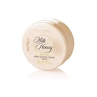 Oriflame milk and honey smoothing sugar scrub - 75 grams and MILK  HONEY GOLD nourishing hand and body cream - 75 grams - COMBO-thumb2