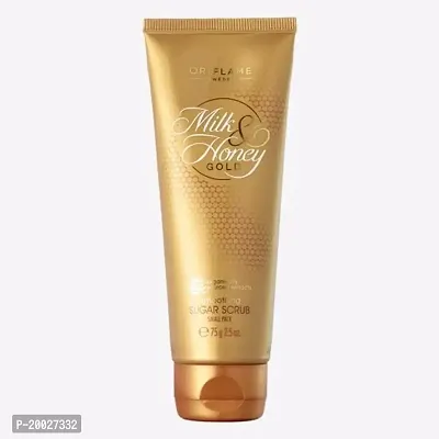 Oriflame milk and honey smoothing sugar scrub - 75 grams and MILK  HONEY GOLD nourishing hand and body cream - 75 grams - COMBO-thumb2