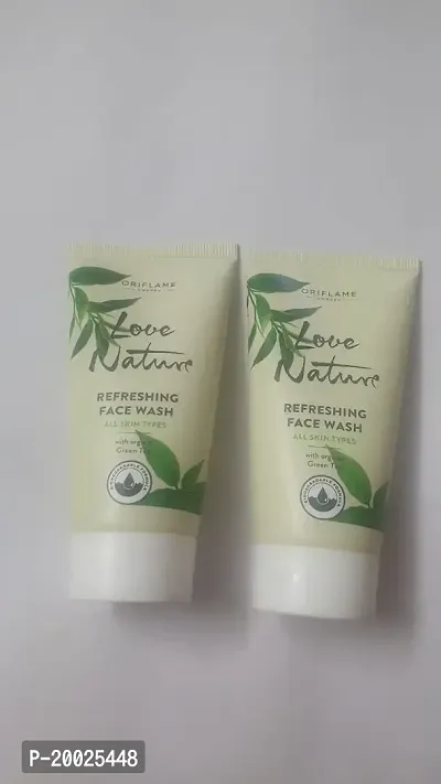 Oriflame love nature refreshing face wash with organic green tea pack of 3