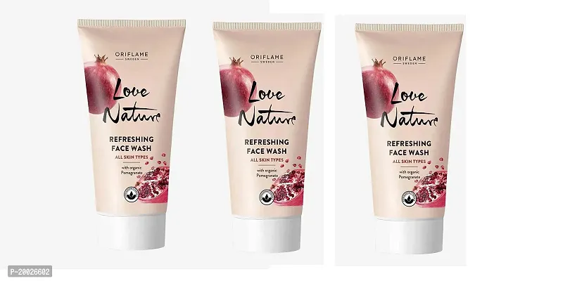 Oriflame Sweden love nature refreshing face wash with organic pomegranate - 150 ml - pack of 3