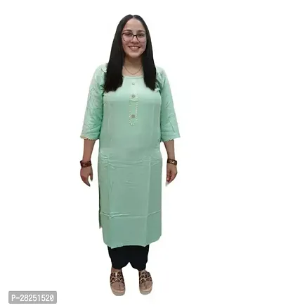 Reliable Green Rayon Solid Ankle Length Kurta For Women