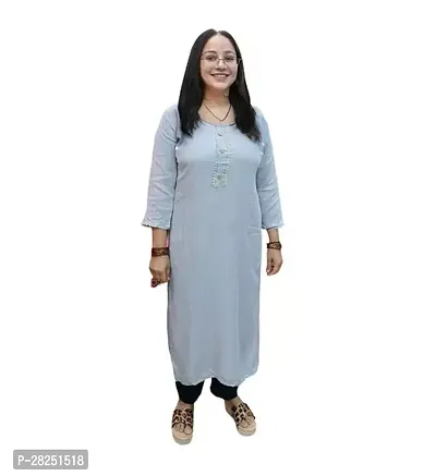 Reliable Grey Rayon Solid Ankle Length Kurta For Women