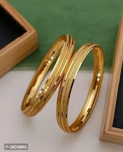 Elegant Golden Brass Bangles Set For Women-thumb0