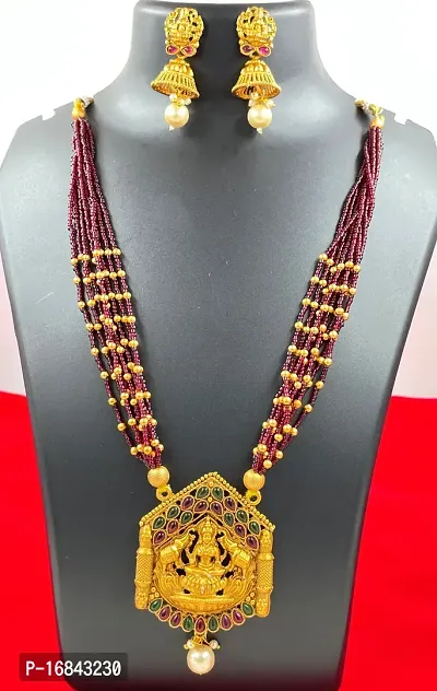 Govindam Sizzling Glittering Lakshmiji Pendant Mala Long Jewellery Set