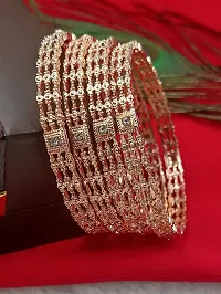 Govindam Dazzling Faux AD Rose Gold Plated Pcs Gold Filigree Bangle Set-thumb1