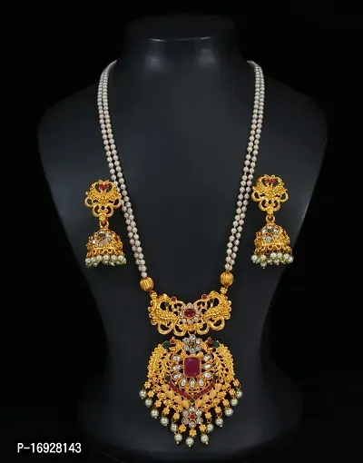 Govindam Allure Graceful Long Pendant Necklace Set-thumb0