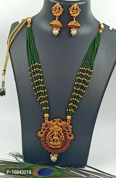 Govindam Sizzling Glittering Lakshmiji Pendant Mala Long Jewellery Set-thumb0