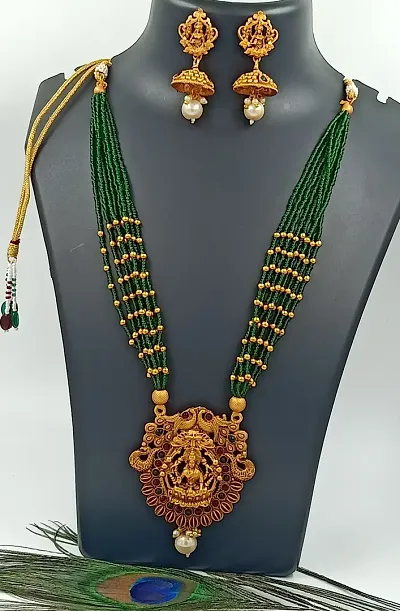 Gold Plated Alloy Pearl Temple Rajwadi Style Necklace Sets