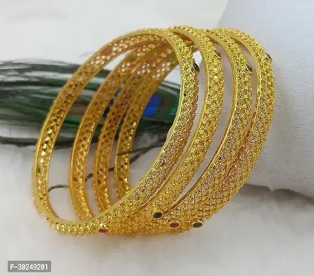 Elegant Golden Alloy Beads Bangles Set For Women-thumb0