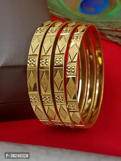 Elegant Golden Brass Bangles Set For Women