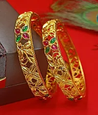 Jewwel Elite Gold Plated Stone 4 Pcs Bangle Set (Pack of 4)-thumb1