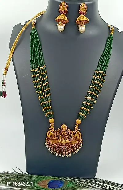 Govindam Sizzling Glittering Lakshmiji Pendant Mala Long Jewellery Set