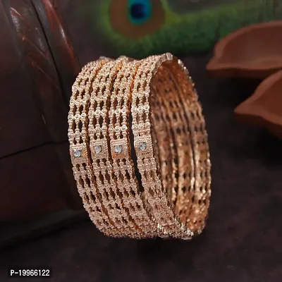 Govindam Dazzling Faux AD Rose Gold Plated Pcs Gold Filigree Bangle Set-thumb0