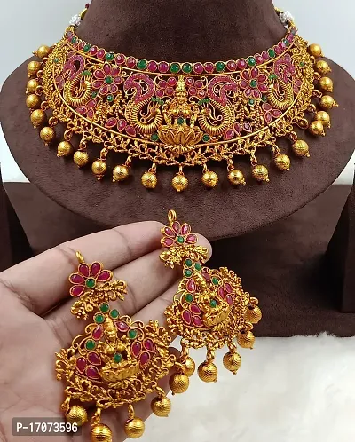 Gvindam Delicate Golden Chokar Necklace Set-thumb0