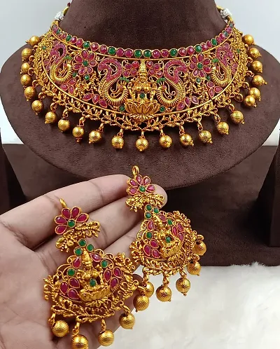 Gold Plated Alloy Temple South Jewellery Sets
