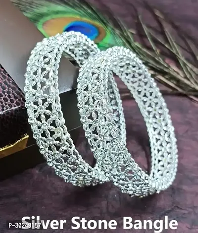 Elegant Silver Alloy Crystal Bangles Set For Women-thumb0