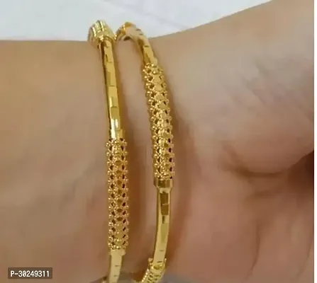 Elegant Golden Brass Bangles Set For Women-thumb0