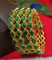 Elegant Green Alloy Beads Bangles Set For Women-thumb1