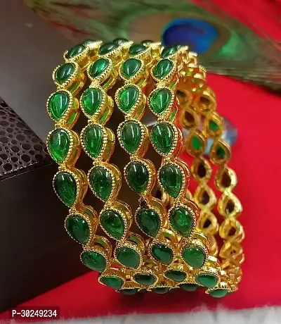 Elegant Green Alloy Beads Bangles Set For Women-thumb2