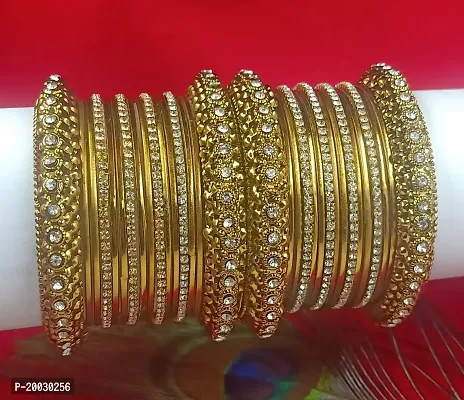 Jewwel AD Mehndi Gold Plated Chuda Bangle Set (Pack of 32)-thumb0